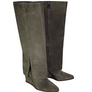 Vince Camuto Tibani Foldover Wedge Knee High Boots Womens Size 5.5 NEW